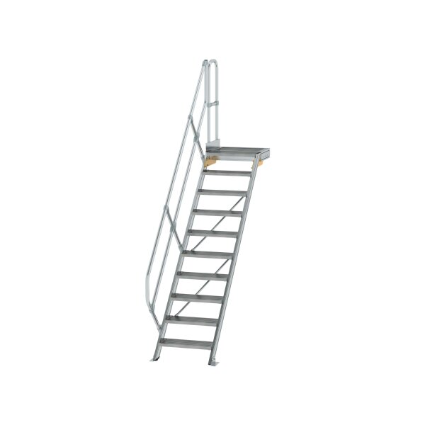 MUNK Günzburger Treppe mit Plattform 45° Stufenbreite 600 mm 10 Stufen Aluminium geriffelt