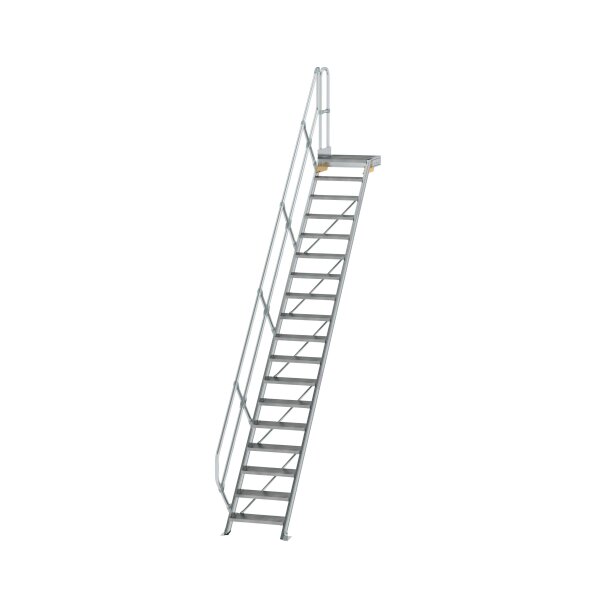MUNK Günzburger Treppe mit Plattform 45° Stufenbreite 600 mm 18 Stufen Aluminium geriffelt