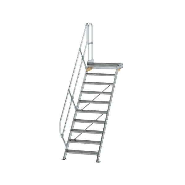 MUNK Günzburger Treppe mit Plattform 45° Stufenbreite 800 mm 10 Stufen Aluminium geriffelt