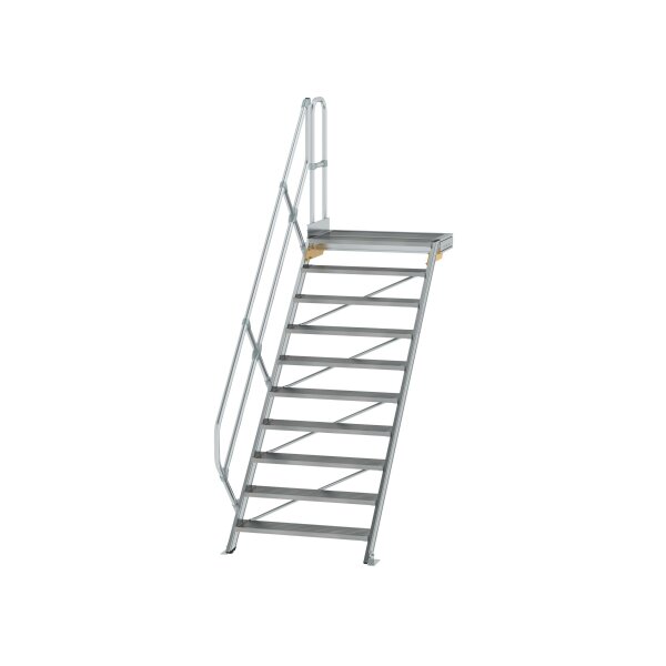 MUNK Günzburger Treppe mit Plattform 45° Stufenbreite 1000 mm 10 Stufen Aluminium geriffelt