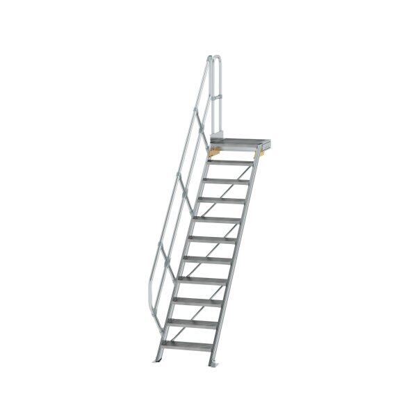 MUNK Günzburger Treppe mit Plattform 45° Stufenbreite 600 mm 11 Stufen Aluminium geriffelt