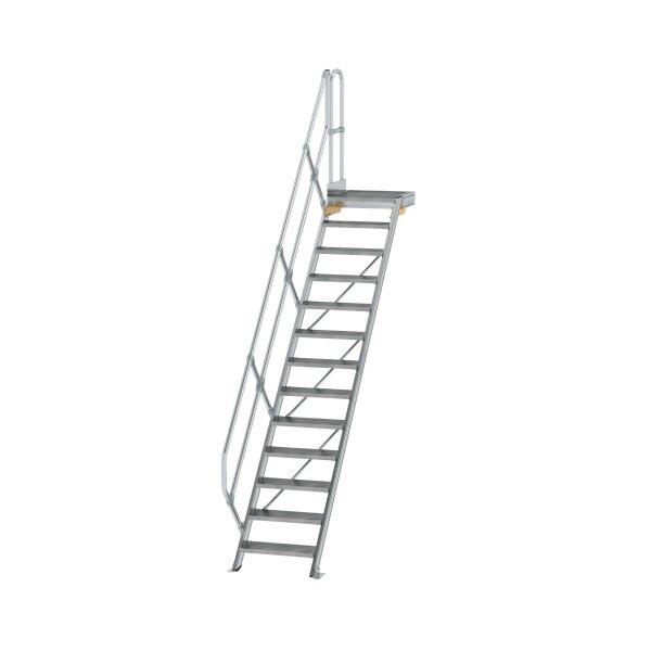 MUNK Günzburger Treppe mit Plattform 45° Stufenbreite 600 mm 13 Stufen Aluminium geriffelt