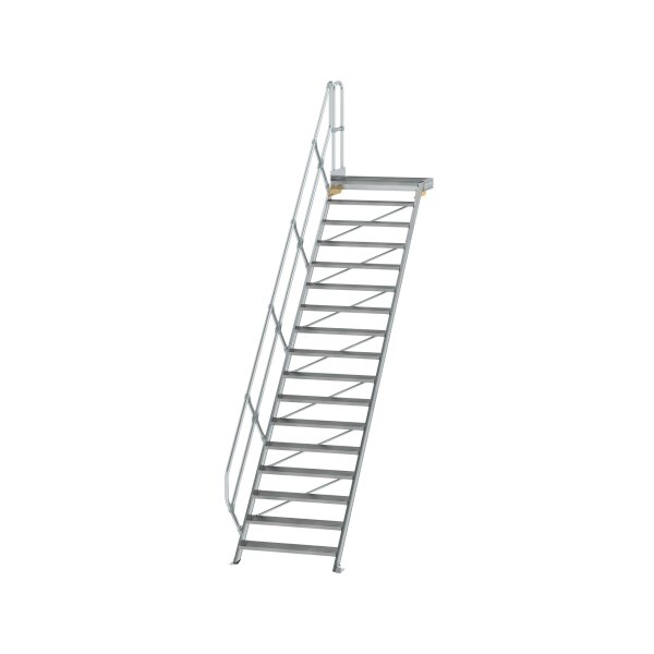 MUNK Günzburger Treppe mit Plattform 45° Stufenbreite 1000 mm 17 Stufen Aluminium geriffelt