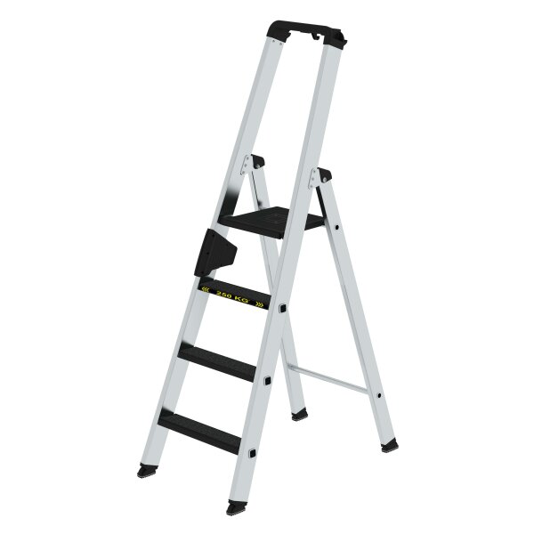 MUNK Günzburger Stufen-Stehleiter 250 kg einseitig begehbar mit clip-step R13 4 Stufen
