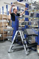 MUNK Günzburger Stufen-Stehleiter 250 kg beidseitig begehbar mit clip-step R13 2x3 Stufen