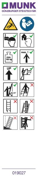 MUNK Günzburger Sprossen-Aufkleber für Mehrzweckleiter (Stop) Aufkleber 19087