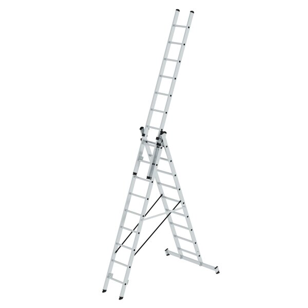 MUNK Günzburger Mehrzweckleiter 3-teilig mit nivello®-Traverse 3x9 Sprossen