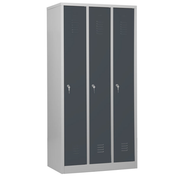 G-Office Spind Garderobenschrank, 3 Abteile , 1800 x 900 x 500 mm (HxBxT)