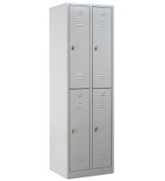 G-Office Doppelstöckiger Spind Garderobenschrank, 2x2 Abteile, 1950 x 600 x 500 mm (HxBxT)