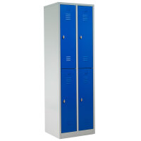 G-Office Doppelstöckiger Spind Garderobenschrank, 2x2 Abteile, 1950 x 600 x 500 mm (HxBxT)