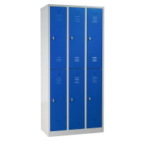 G-Office Doppelstöckiger Spind Garderobenschrank, 3x2 Abteile, 1950 x 900 x 500 mm (HxBxT)