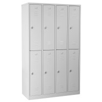 G-Office Doppelstöckiger Spind Garderobenschrank, 4x2 Abteile, 1950 x 1170 x 500 mm (HxBxT)