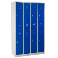 G-Office Doppelstöckiger Spind Garderobenschrank, 4x2 Abteile, 1950 x 1170 x 500 mm (HxBxT)