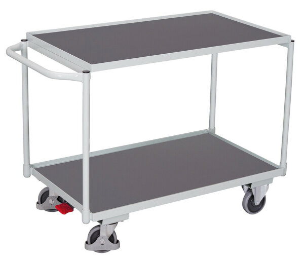 VARIOfit Tischwagen mit 2 Ladeflächen, 1175x625x850 mm (BxTxH), RAL 7035