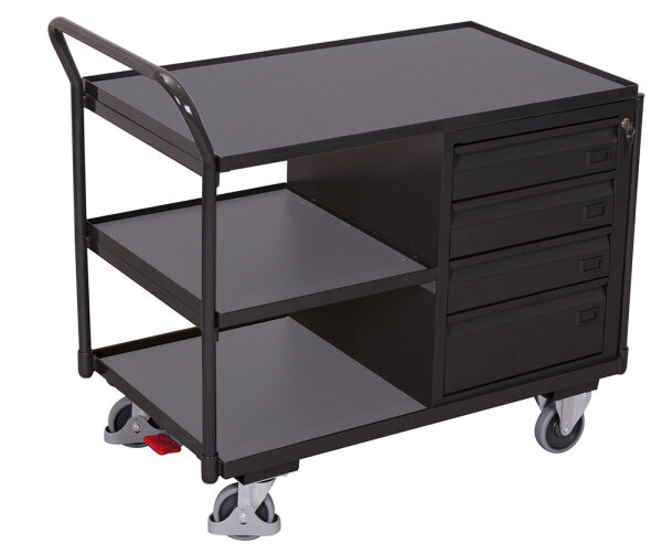 VARIOfit Werkstattwagen mit 3 Ladeflächen, 1125x625x1010 mm (BxTxH), RAL 7016