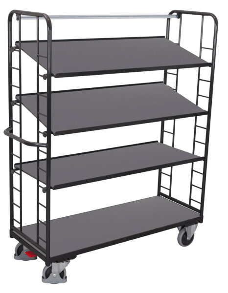 VARIOfit Etagenwagen mit 4 Holzböden, 1805x650x1855 mm (BxTxH), RAL 7016
