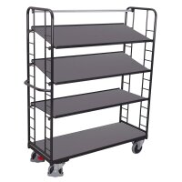 VARIOfit Etagenwagen mit 4 Holzböden, 1805x650x1855 mm (BxTxH), RAL 7016