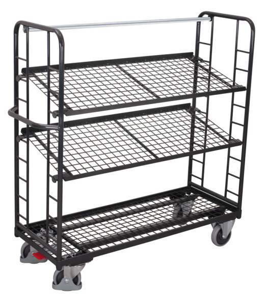 VARIOfit Etagenwagen mit 3 Drahtgitterböden, 1510x550x1535 mm (BxTxH), RAL 7016