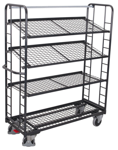 VARIOfit Etagenwagen mit 4 Drahtgitterböden, 1805x650x1855 mm (BxTxH), RAL 7016