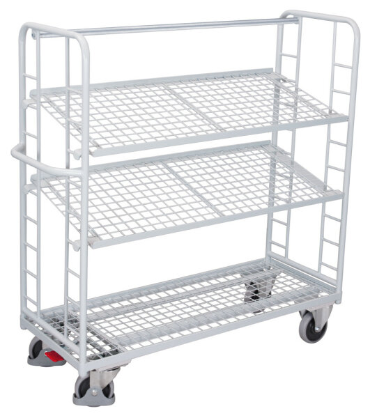 VARIOfit Etagenwagen mit 3 Drahtgitterböden, 1510x550x1535 mm (BxTxH), RAL 7035