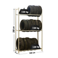 SIMONRACK Reifenregal 2000x1000x400 mm, 3 Farben, 3 Lagerebenen, 120 kg Fachlast pro Ebene