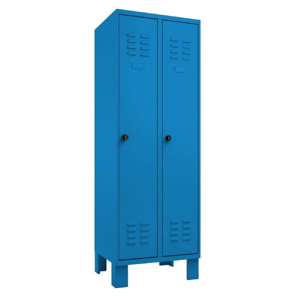 METAN Garderobenschrank 1800 x 700 x 500 mm (HxBxT) mit Füßen, 2 Abteile, Tür- und Korpusfarbe RAL 5012 lichtblau