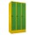 METAN Garderobenschrank 1800 x 1050 x 500 mm (HxBxT) mit Sockel, 3 Abteile,  Korpusfarbe RAL 1003 signalgelb, Türfarbe RAL 6018 gelbgrün