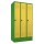 METAN Garderobenschrank 1800 x 1050 x 500 mm (HxBxT) mit Sockel, 3 Abteile,  Korpusfarbe RAL 6018 gelbgrün, Türfarbe RAL 1018 zinkgelb