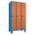 METAN Garderobenschrank 1800 x 1050 x 500 mm (HxBxT) mit Füßen, 3 Abteile,  Korpusfarbe RAL 5012 lichtblau, Türfarbe RAL 2003 pastellorange