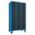 METAN Garderobenschrank 1800 x 1050 x 500 mm (HxBxT) mit Füßen, 3 Abteile,  Korpusfarbe RAL 5012 lichtblau, Türfarbe RAL 7016 anthrazitgrau
