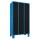 METAN Garderobenschrank 1800 x 1050 x 500 mm (HxBxT) mit Füßen, 3 Abteile,  Korpusfarbe RAL 5012 lichtblau, Türfarbe RAL 9005 tiefschwarz