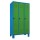 METAN Garderobenschrank 1800 x 1050 x 500 mm (HxBxT) mit Füßen, 3 Abteile,  Korpusfarbe RAL 5012 lichtblau, Türfarbe RAL 6018 gelbgrün