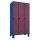 METAN Garderobenschrank 1800 x 1050 x 500 mm (HxBxT) mit Füßen, 3 Abteile,  Korpusfarbe RAL 5010 enzianblau, Türfarbe RAL 4002 rotviolett