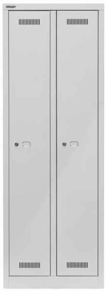 Bisley Garderobenschrank MonoBloc, 2 Abteile, je 1 Fach, 1700 x 610 x 500 mm (HxBxT), 645 lichtgrau
