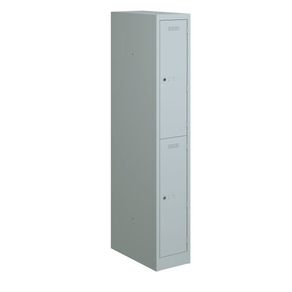 Bisley Garderobenschrank Primary Locker, 1 Abteil, 2 Fächer, 1800 x 300 x 500 mm (HxBxT), 645 lichtgrau
