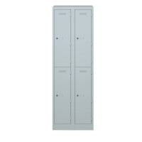 Bisley Garderobenschrank Primary Locker, 2 Abteile, 4 Fächer, 1800 x 600 x 500 mm (HxBxT), 645 lichtgrau