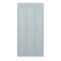 Bisley Garderobenschrank Primary Locker, 3 Abteile, 1800 x 900 x 500 mm (HxBxT), 645 lichtgrau