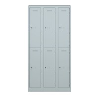 Bisley Garderobenschrank Primary Locker, 3 Abteile, 6 Fächer, 1800 x 900 x 500 mm (HxBxT), 645 lichtgrau