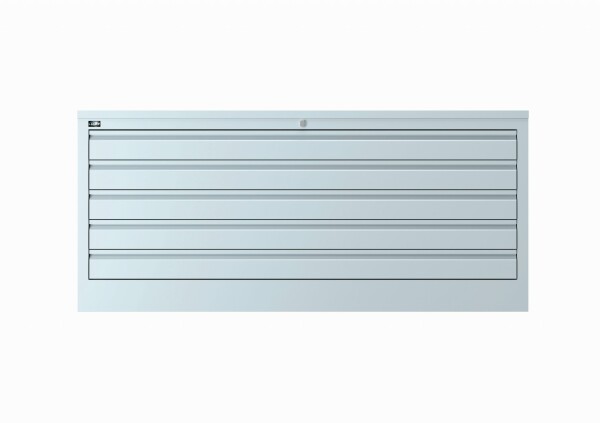 Bisley Plan- & Zeichnungsschrank ECO, 5 Schubladen in DIN A0, 625 x 1400 x 950 mm (HxBxT), 645 lichtgrau