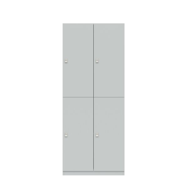 Bisley Pren Garderobenschrank, 2 Abteile mit je zwei Türen, 1970 x 800 x 500 mm (HxBxT), 005 weiß