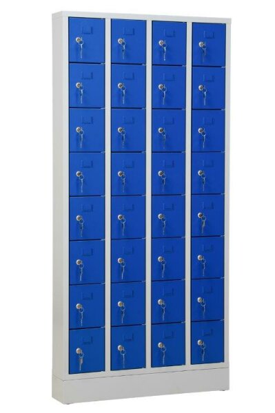 G-OFFICE Schließfachschrank, Wertfachschrank, Handyschrank, 32 Fächer, 1680 x 800 x 150 mm (HxBxT)