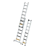 MUNK Günzburger Stufen-Mehrzweckleiter 3-teilig mit nivello®-Traverse und clip-step R13 3x7 Stuf