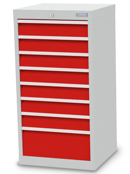 Bedrunka + Hirth Schubladenschrank, Schubladenanzahl: 8, RAL 7035 / RAL 5012, 1019 x 530 x 500 mm (HxBxT)