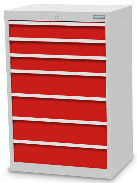 Bedrunka + Hirth Schubladenschrank, Schubladenanzahl: 7, RAL 7035 / RAL 5012, 1019 x 680 x 500 mm (HxBxT)