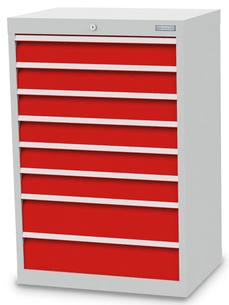 Bedrunka + Hirth Schubladenschrank, Schubladenanzahl: 8, RAL 7035 / RAL 5012, 1019 x 680 x 500 mm (HxBxT)