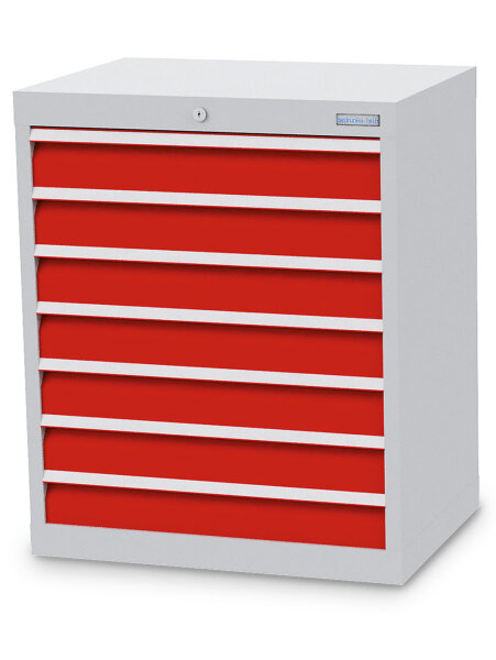 Bedrunka + Hirth Schubladenschrank, Schubladenanzahl: 7, RAL 7035 / RAL 5012, 819 x 680 x 500 mm (HxBxT)