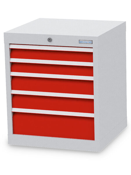 Bedrunka + Hirth Schubladenschrank, Schubladenanzahl: 5, RAL 7035 / RAL 5012, 619 x 530 x 500 mm (HxBxT)