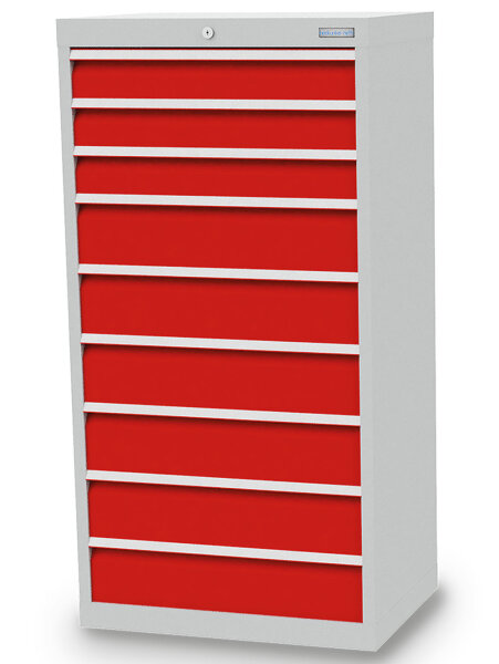 Bedrunka + Hirth Schubladenschrank, Schubladenanzahl: 9, RAL 7035 / RAL 5012, 1319 x 680 x 500 mm (HxBxT)