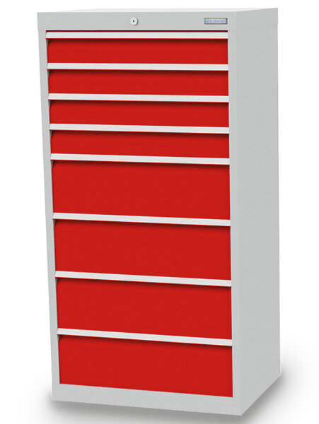 Bedrunka + Hirth Schubladenschrank, Schubladenanzahl: 8, RAL 7035 / RAL 5012, 1319 x 680 x 500 mm (HxBxT)