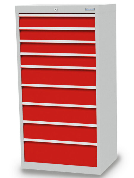 Bedrunka + Hirth Schubladenschrank, Schubladenanzahl: 9, RAL 7035 / RAL 5012, 1319 x 680 x 500 mm (HxBxT)